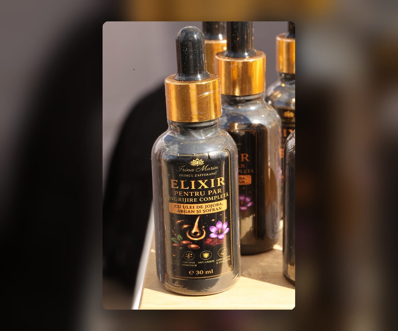 Flacon de elixir pentru păr cu ulei de jojoba, argan și șofran din Moldova